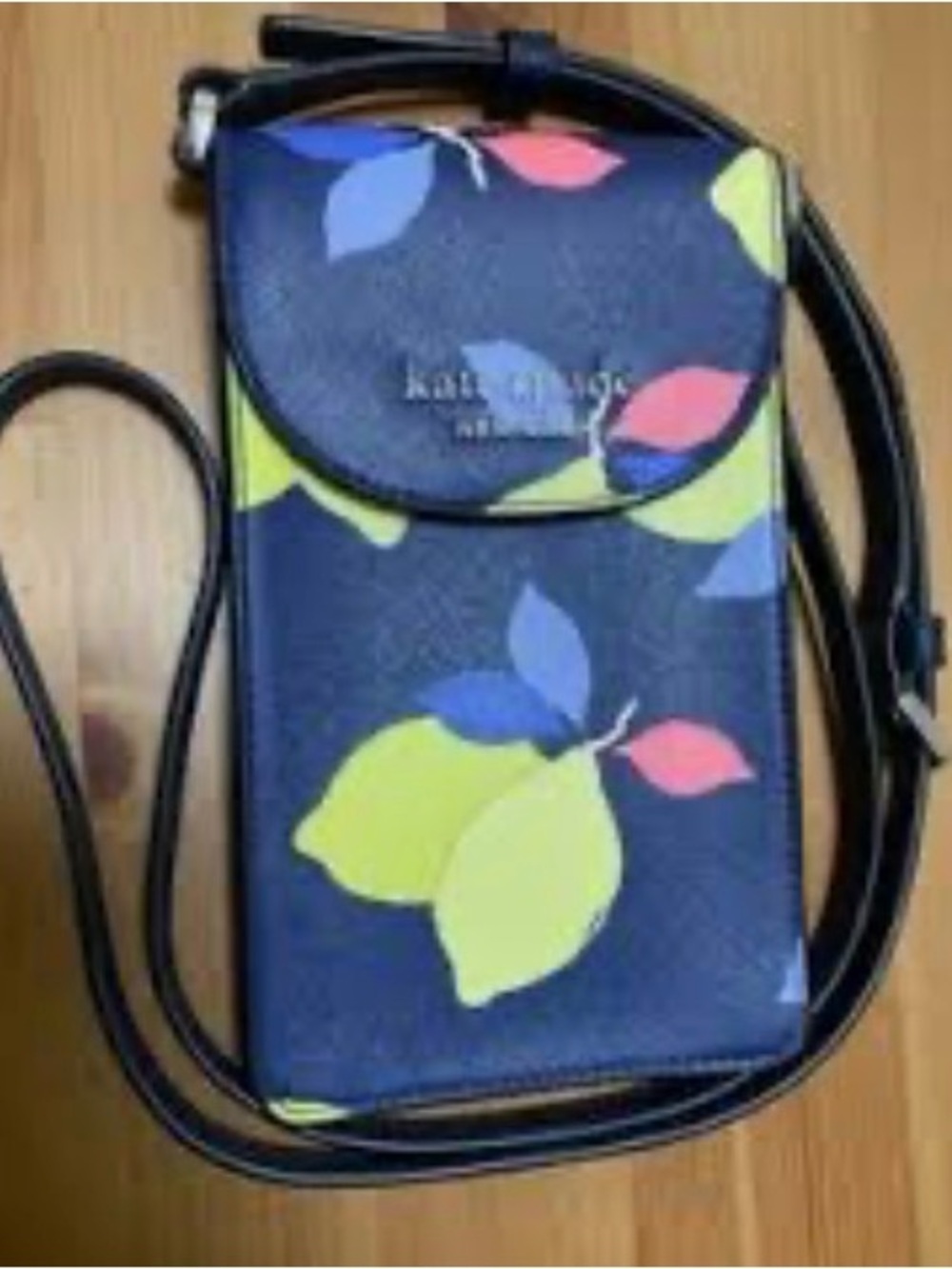 NWT Kate Spade Cameron Lemon Zest North South Flap Navy Phone Crossbody - Picture 5 of 8